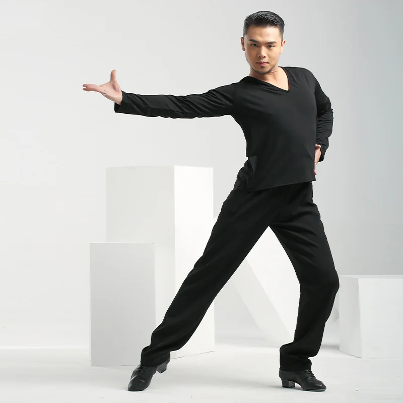 Мужские топы для латиноамериканских танцев 2022 тренировочная одежда с V-образным