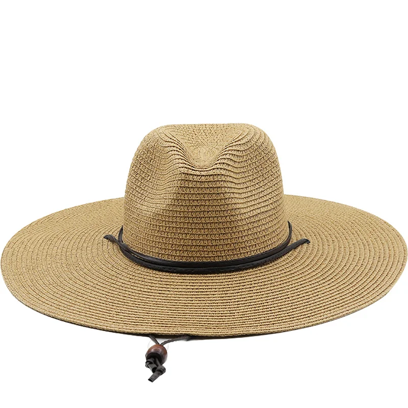 10.5CM Brim Big Straw hat For Women men Jazz Fedoras Cooling Sun Hats Summer Breathable Elegant Ladies Party Hat Wholesale