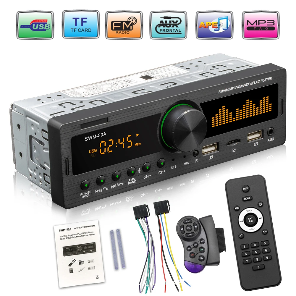 

1Din Car Radio Stereo Multimedia Handsfree MP3 Player FM AM Audio 12V USB/SD/AUX Input In Dash Locator Auto Stereo Head Unit