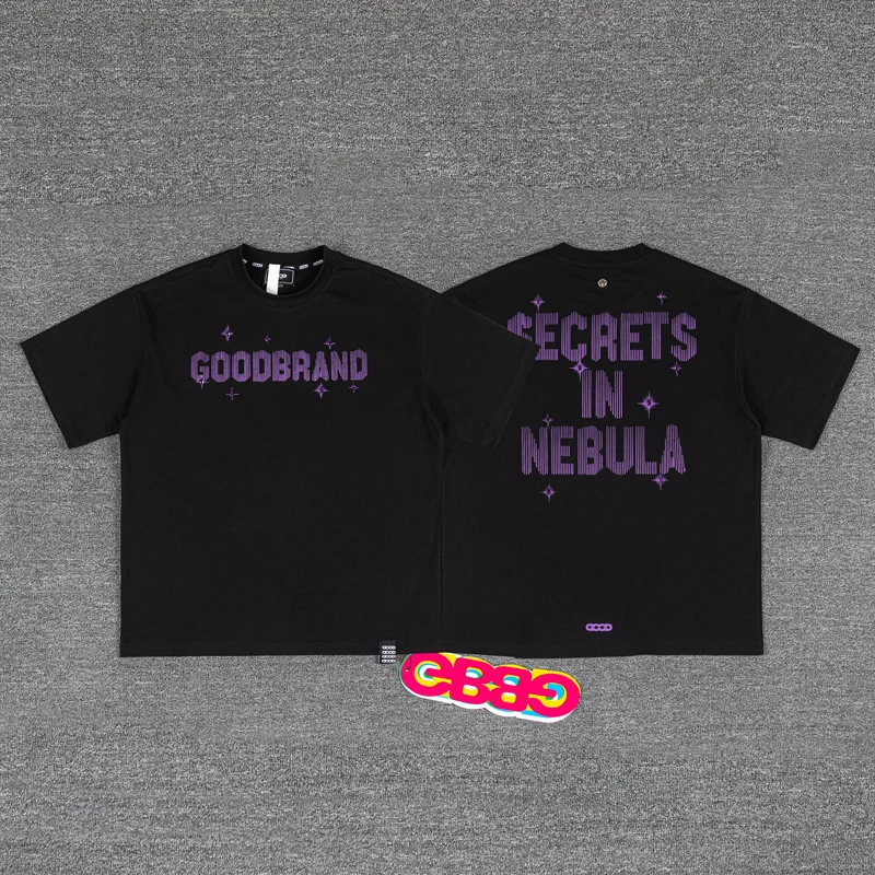 Фото Новинка: Футболка GOODBRAND с высококачественным принтом из блестящих страз, короткий рукав, унисекс, уличный стиль №1