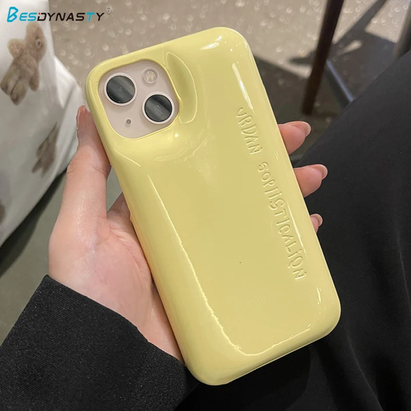 

BESD The Soap Soft Leather Phone Case For iPhone 13 12 Pro Max 11 Ins Korea Glossy Down Jacket Shockproof Color Back Cover Funda