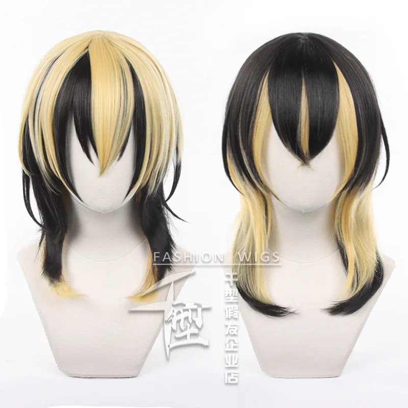 

Anime Tokyo Revengers Rindou Haitani Ran Haitani Cosplay Wig 50cm Long Black Golden Heat Resistant Synthetic Hair Wigs + Wig Cap