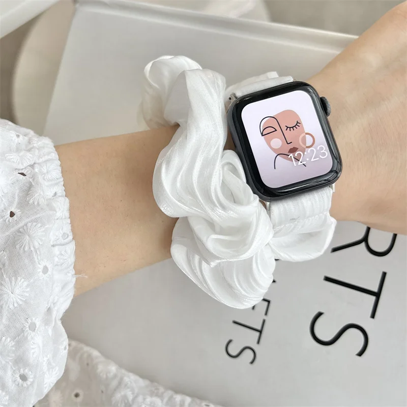 

Ремешок и резинка для волос для Apple Watch Band 49 мм 45 мм 41 мм 44 мм 40 мм, Воздухопроницаемый эластичный браслет для IWatch Series 8 7 3 4 5 SE 6