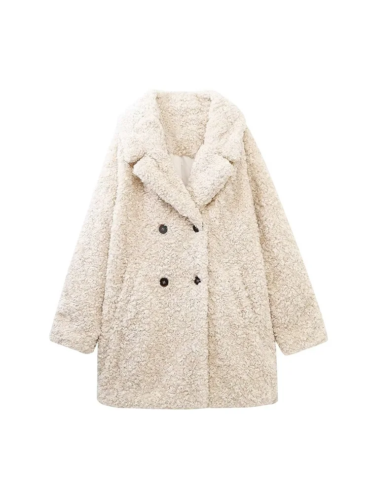 

Женское пальто с искусственным мехом, винтажная верхняя одежда с длинным рукавом, шикарные топы, Осень-зима 2022