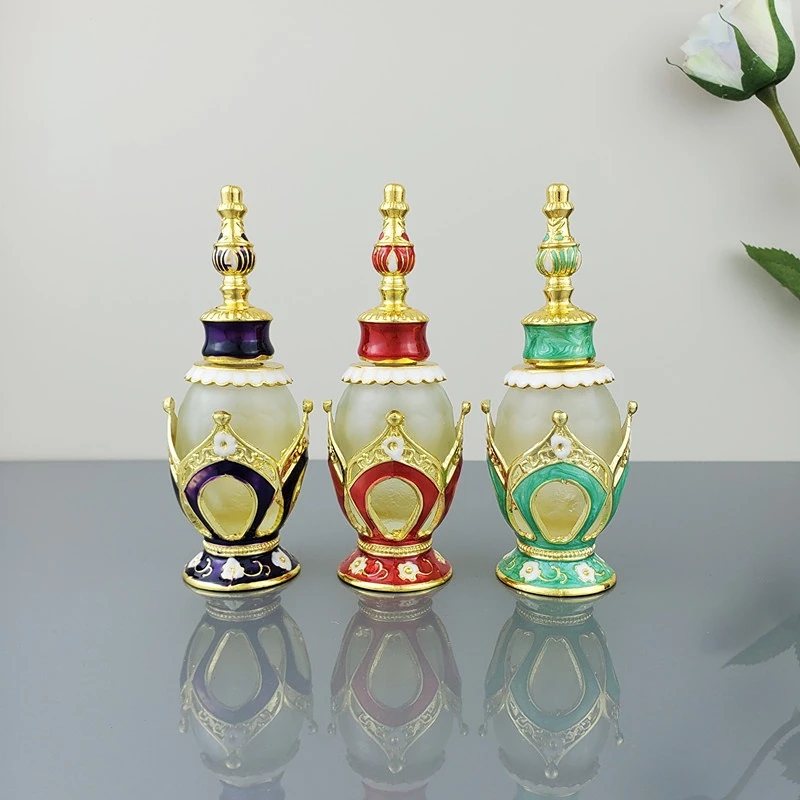 

2pcs 25ml Middle East Essential Oil Containers Dubai Fragrance Empty Perfume Bottle Glass Stick Aromatherapy Alloy Glass Bottles