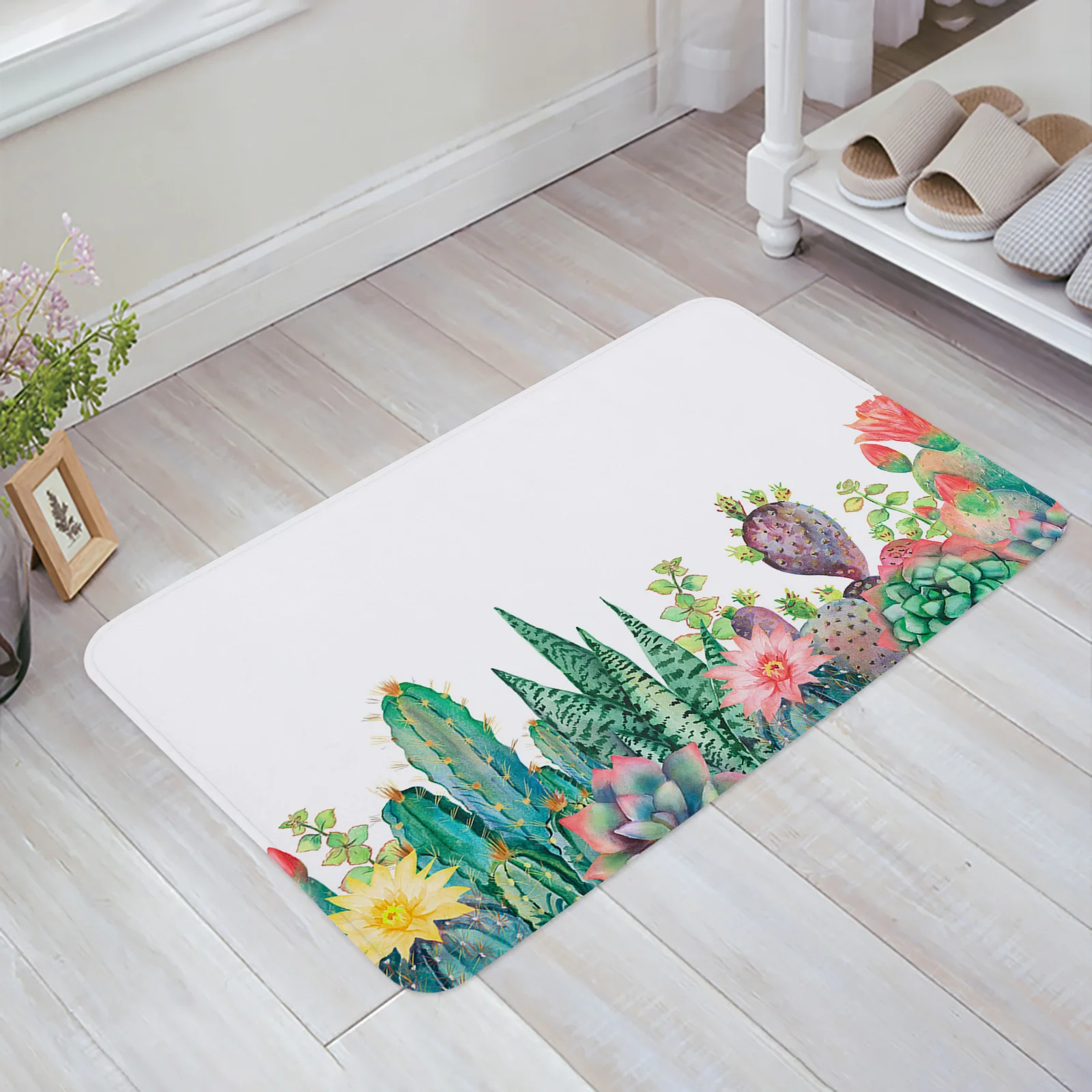 

Cactus Watercolor Illustration Entrance Welcome Doormat Bedroom Living Room Household Doormat Carpet Bathroom Non-slip Mat