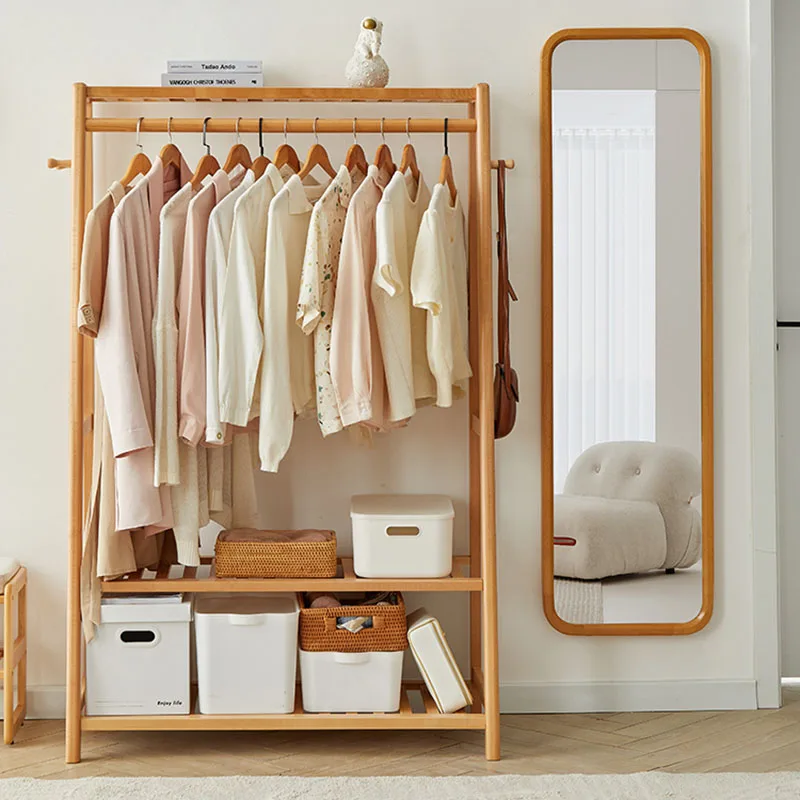 

Wooden Standing Coat Stand Shelf Cabinet Open Shoe Plant Clothes Hanger Wardrobe Hotel Nordic Wieszak Stojący Room Furniture