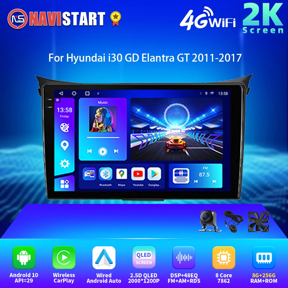 

NAVISTART 2K 2000*1200 Car Radio Multimedia Navigation For Hyundai I30 GD Elantra GT 2011-2017 Android Auto Wireless Carplay 4G