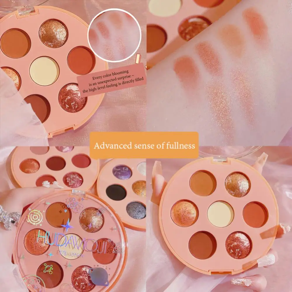 

Палитра прессованных теней для век, 6 цветов, матовая, мерцающая, долговечная, водостойкая, пигментированная, яркая, палитра для макияжа глаз...