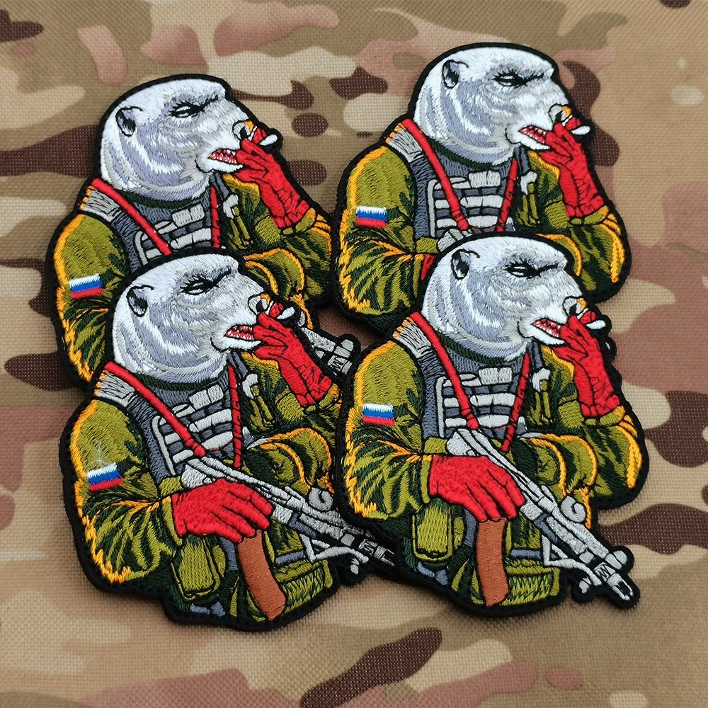 100% тактическая вышивка русский медведь ярко-красный ручной с нашивкой для