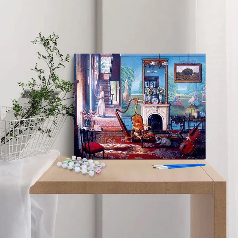 Набор для рисования по номерам на холсте пейзаж ручная роспись