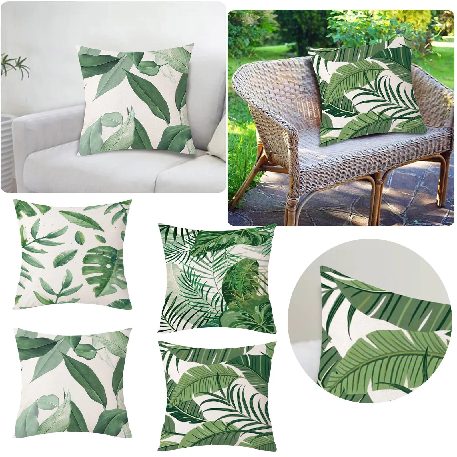 

Green Botanical Jungle Collect Design Pillowcase Sofa Cushion Tropical Rainforests Leaf Decorative Throw Pillow Toddler Pillows