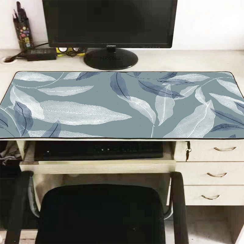 Коврик для мышки с рисунком свежих листьев большой коврик мыши игрового ноутбука