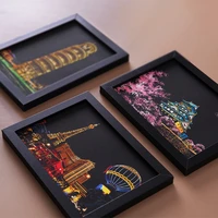 4 pcs 20x14 cm a5 magic scraping painting diy manual city night view scratch paper drawing postcard for kids learning toys