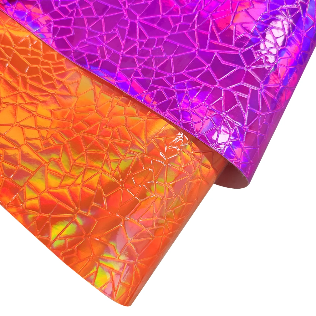

Лазерные зеркальные тисненые листы из искусственной кожи с геометрическим рисунком, искусственная ткань для бантов, обуви, сумок, одежды, аксессуаров «сделай сам», 46x135 см
