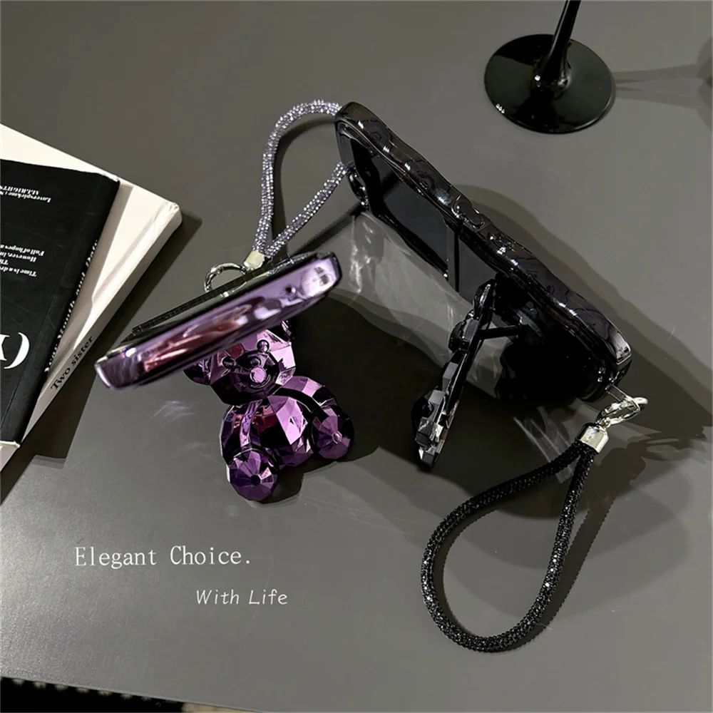 Симпатичный медведь подставка держатель браслет чехол для Samsung Galaxy Z Флип 6 5 4 3