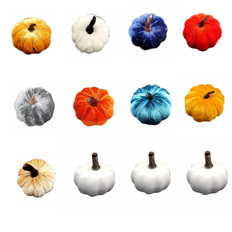 

Набор фланелевых тыкв 9/12 шт., украшение для Хэллоуина, маленькие разноцветные мягкие декоративные тыквы большого размера, для праздничной в...