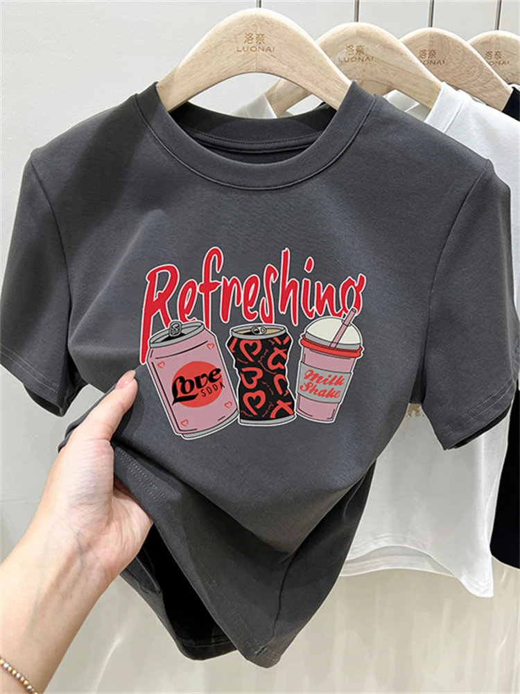 

Summer Women T Shirt Girls Oversize T-Shirt Woman Clothes Tops Cotton Print Tshirt Female Short Sleeve Spring Tee Sexy Y2k Top