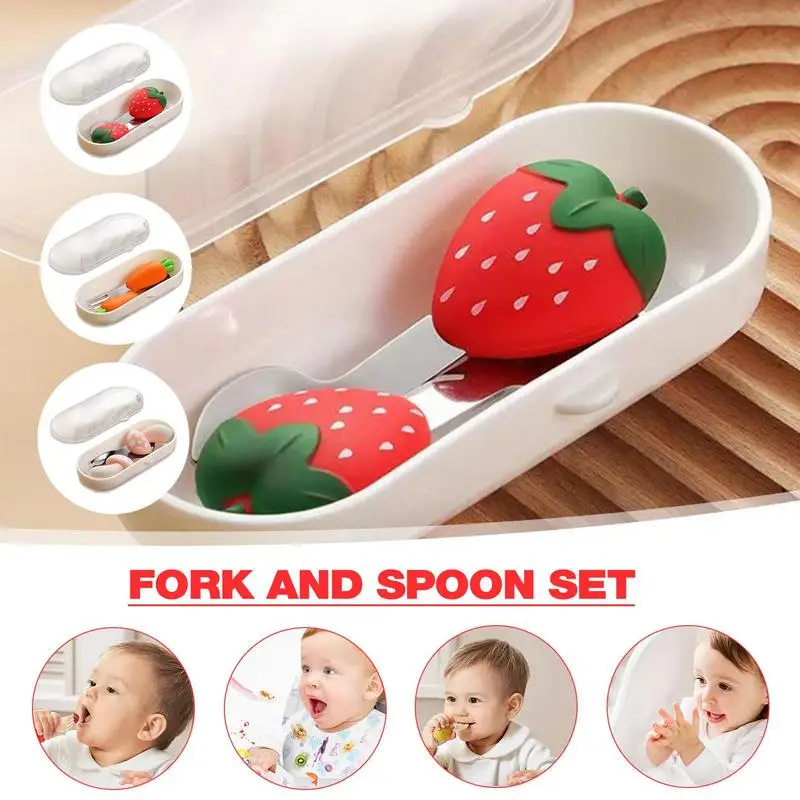

Kids Utensil Set Stainless Steel Utensils Spoon Fork Set With Travel Case Cute Kids Cutlery Set Travel Cutlery Set Child