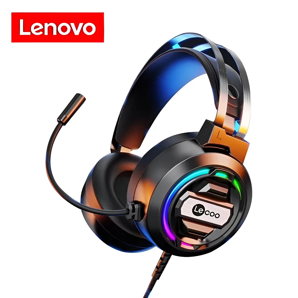 Lenovo H401 2.2m Wired Headset Colorful and Cool Light Effect Headworn 7.1 Channel USB HD Calls Headsets Stereo Surround Sound
