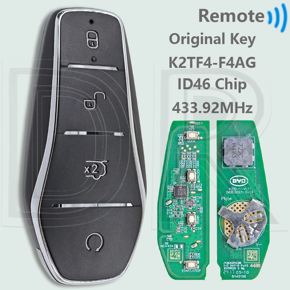 

DR Оригинальный K2TF4-41A-F4AT/F4AG ID46 чип 433 МГц автомобильный дистанционный ключ для BYD Qin PLUS Yuan PLUS SON Dolphin DM-i Qin PLUS EV Tang L