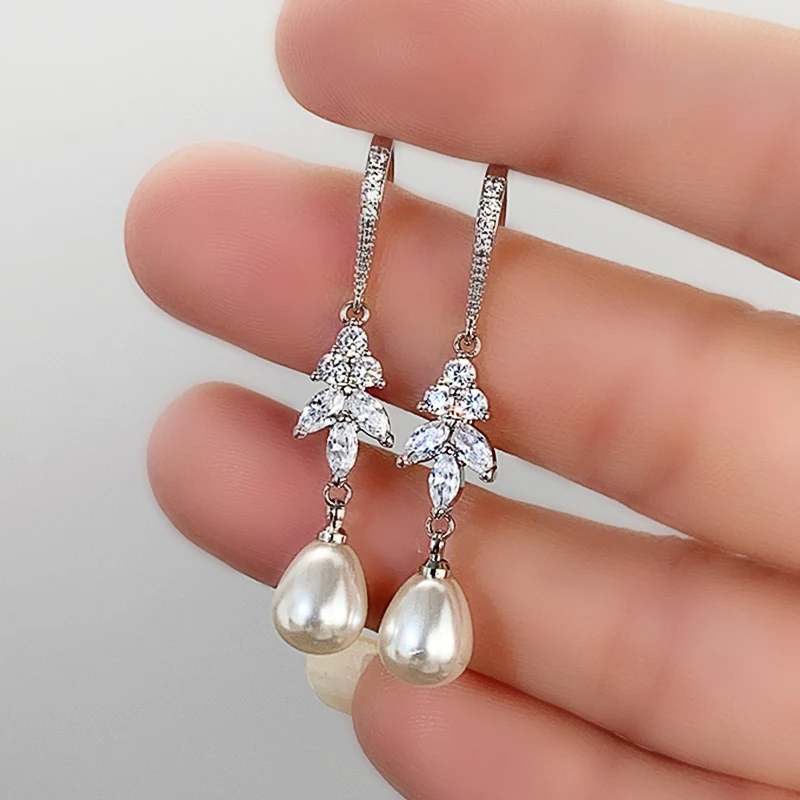 

Aesthetic Simulated Pearl Earrings for Women Silver Color Wedding Party Daily Wear Temperament Elegant Lady's Ear Jewelry