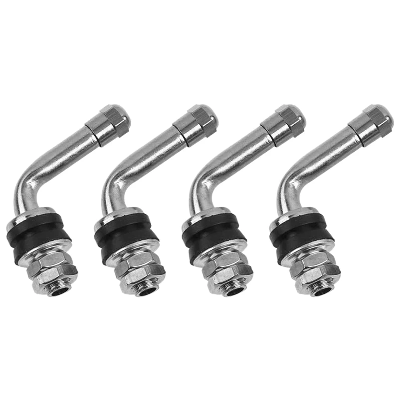

4Pcs 90 Degrees Angle Chrome Plated Metal Tire Valve Stems Bolt In Tubeless