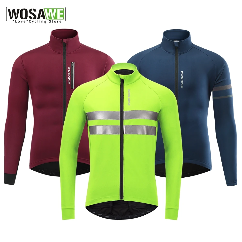 

WOSAWE Winter Warm Up Thermal Fleece Cycling Jacket Bicycle MTB Road Bike Clothing Windproof Waterproof Long Jersey Jersey