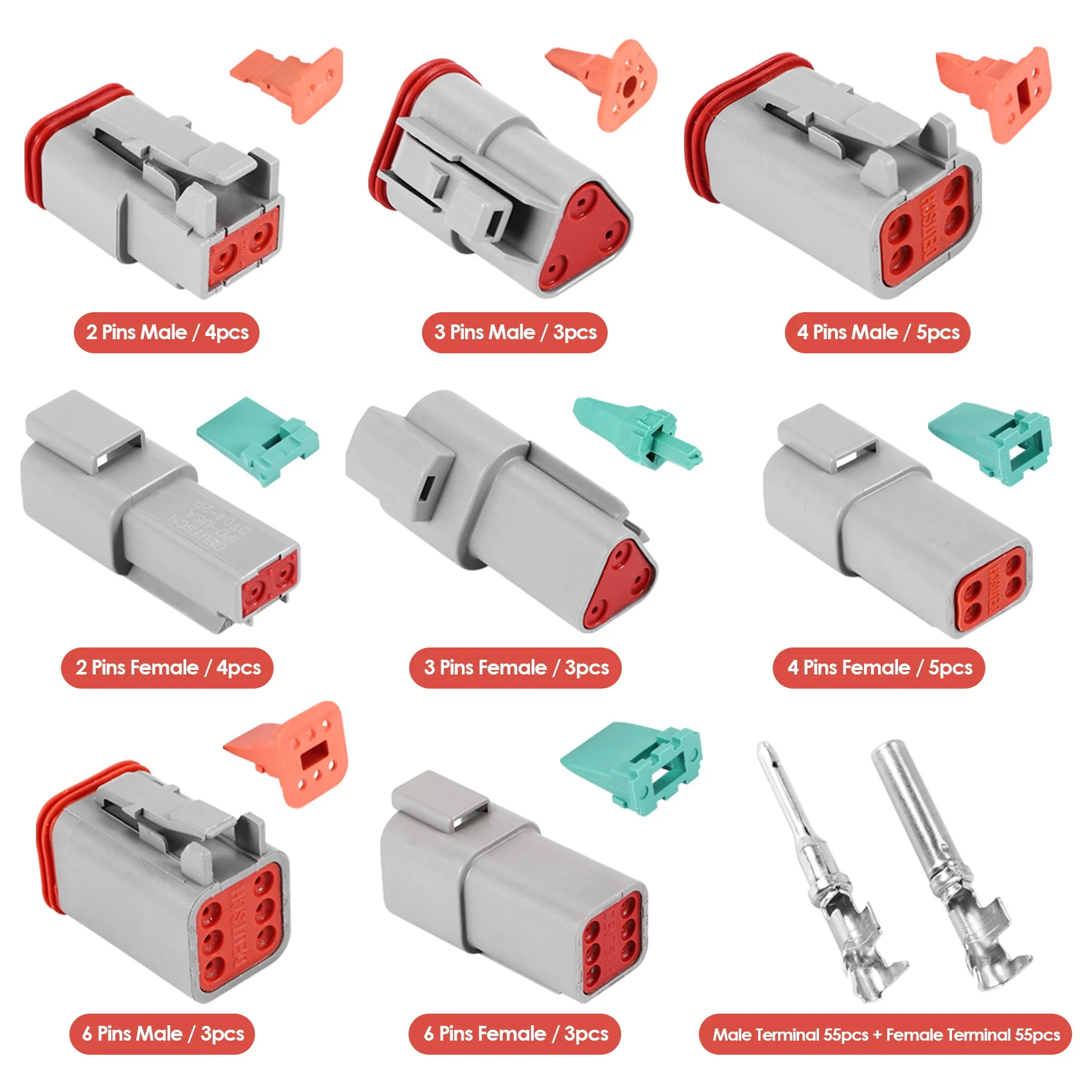 140 шт. комплект водонепроницаемых проводов серии Deutsch DT DT06-2/3/4/6S DT04-2/3/4/6P