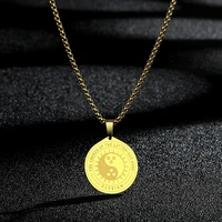 taiji yinyang dudeism pendant necklace for women men stainless steel the church of the latter day dude charm neck chain amulet