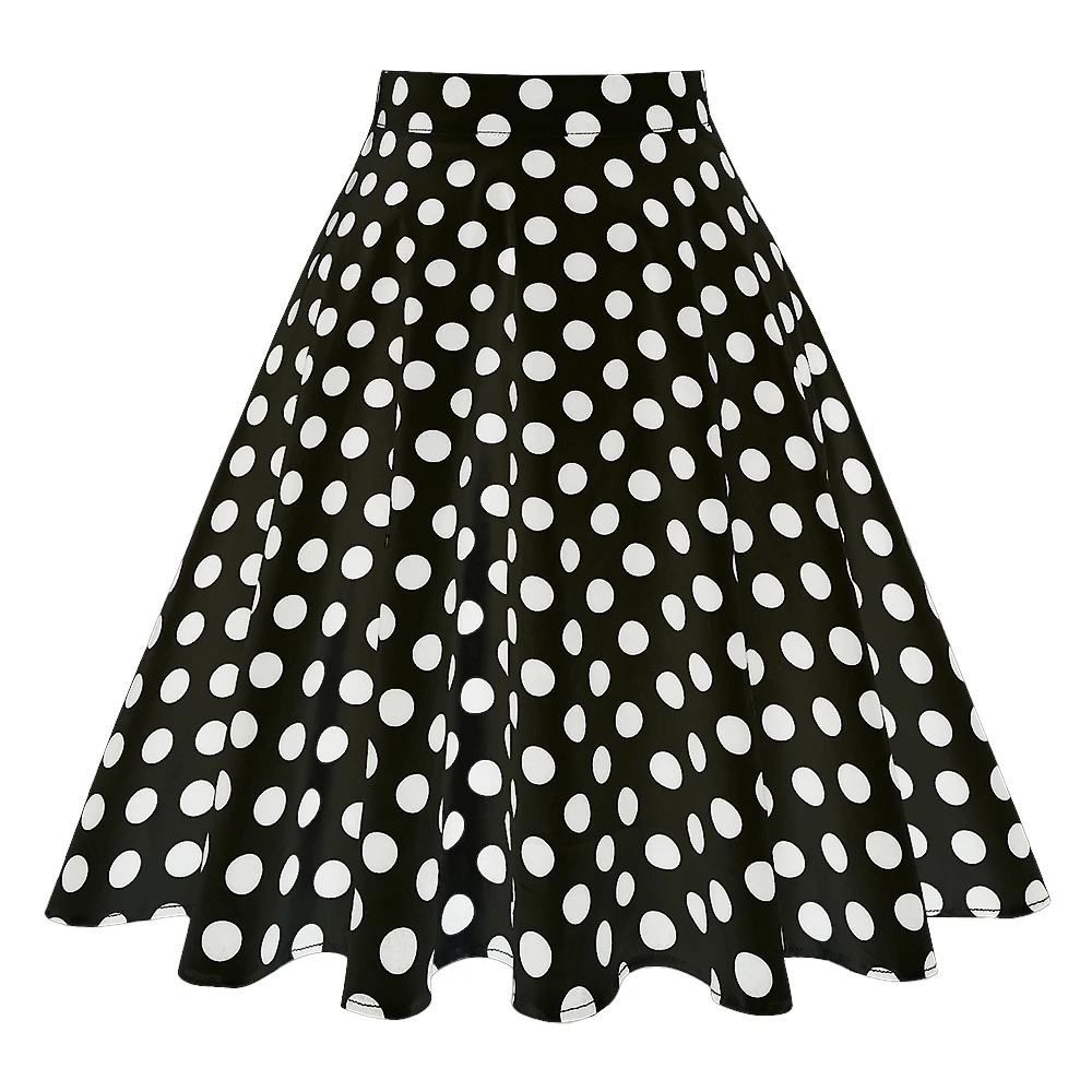 

SISHION 2023 Spring Summer Cotton 50s 60s Retro Vintage Skirt VD0020 Polka Dots Print Swing Black Red A Line Women Skirt