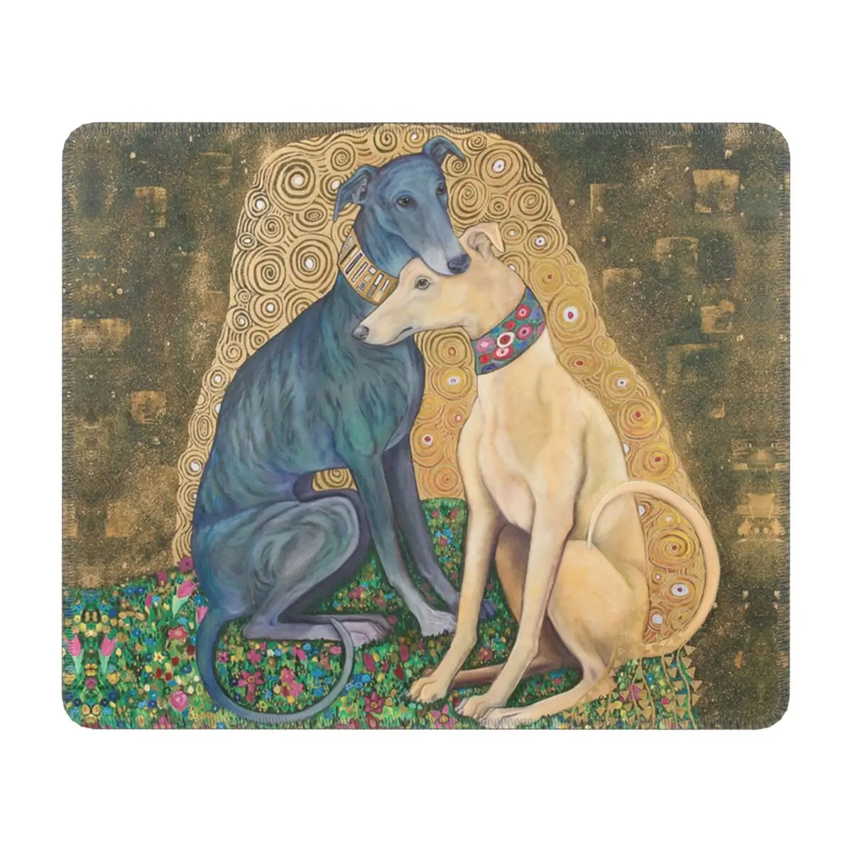 

Gustav Klimt Greyhound Dog Art Mouse Pad Rubber Base Gaming Mousepad Accessories Whippet Sihthound Dog Office Computer PC Mat