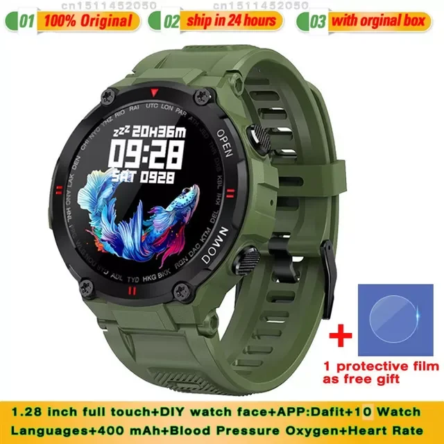 

Men Smart Watch 400mAh Fitness Tracker Heart Rate Pressure Oxygen Monitor IP68 Waterproof 400mAh Big Battery Men Smartwatch