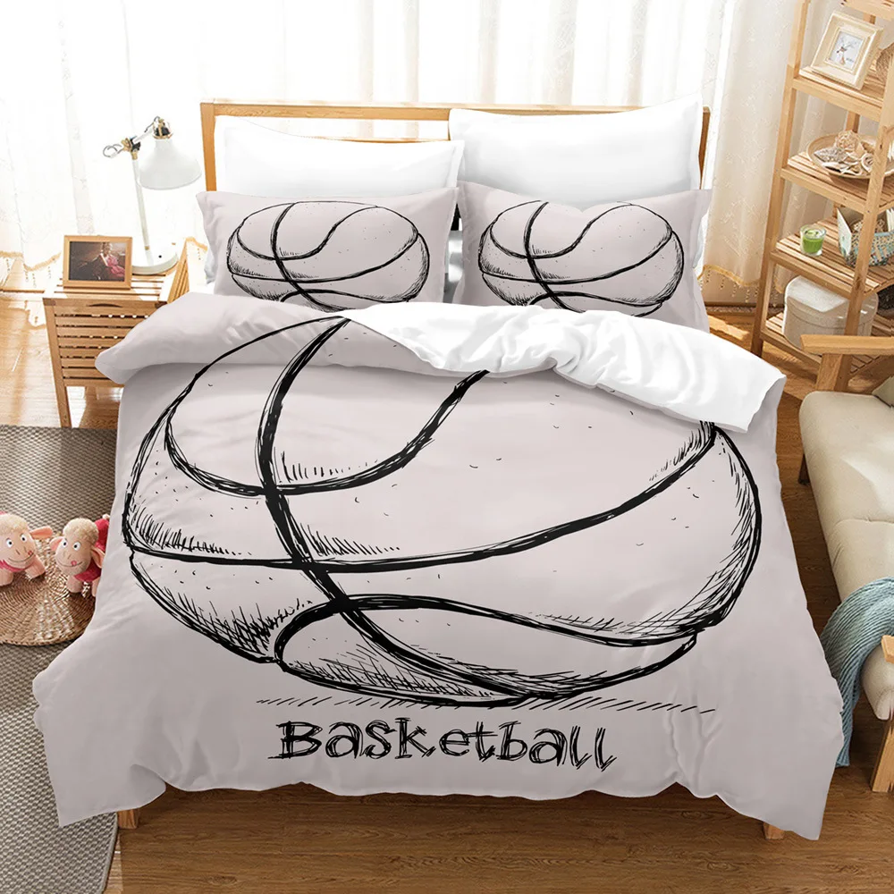 New Basketball Duvet Cover For Teen Boy Single Queen Soft Bedspread Comforter Cover Zipper Design Bedding Set And Pillowcases