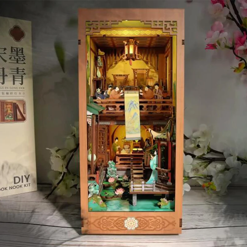 DIY деревянный книжный уголок набор картинок в статуэтках династии Сун миниатюры