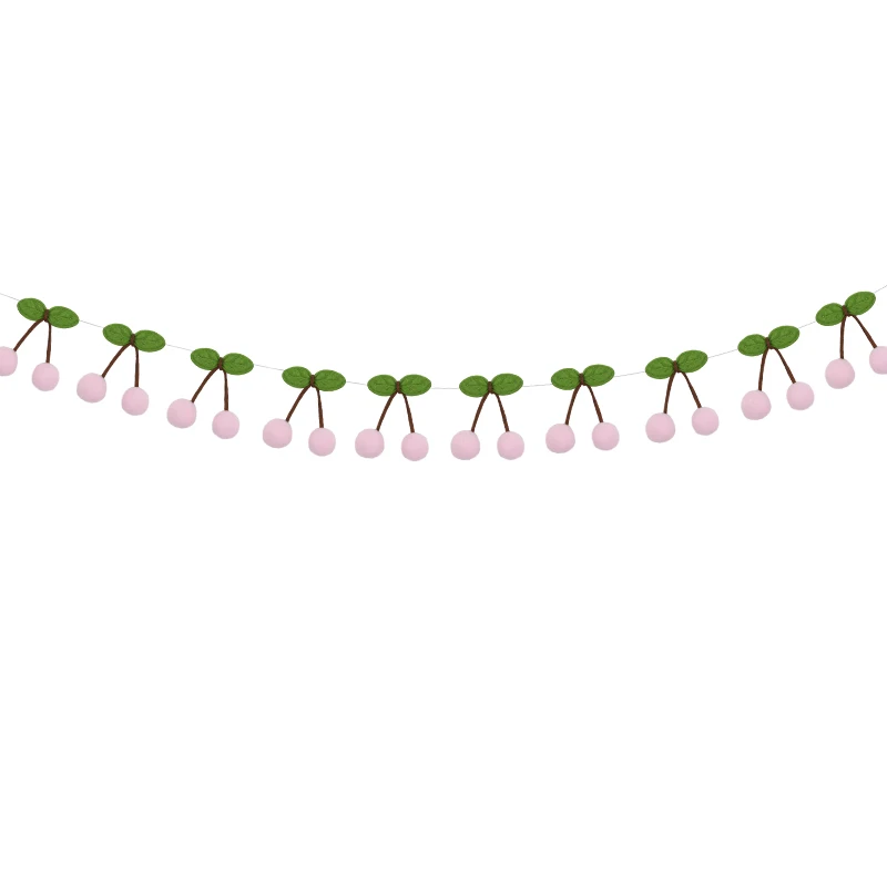 Фетровые шары вишневая гирлянда ZQNYCY