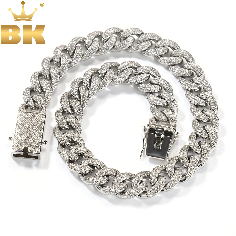

TBTK Classical 18mm Miami Cuban Bracelet Necklace Micro Paved Out AAAAA+ Cubic Zirconia Twrist Link Chain Hiphop Jewelry