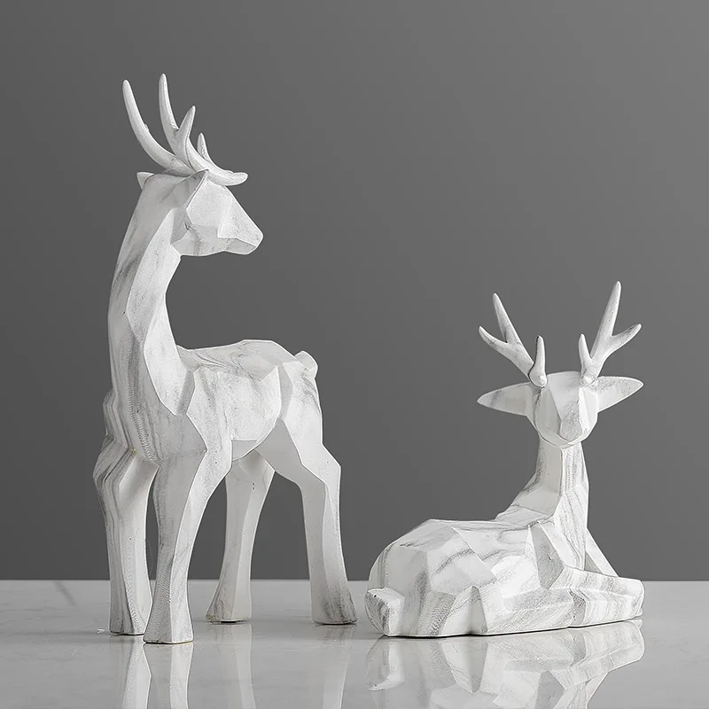 

NORDIC RESIN ORNAMENTS HOME LIVING ROOM WINE CABINET STUDY DECORATION ORNAMENTS CREATIVE WATER TRANSFER MARBLED ELK