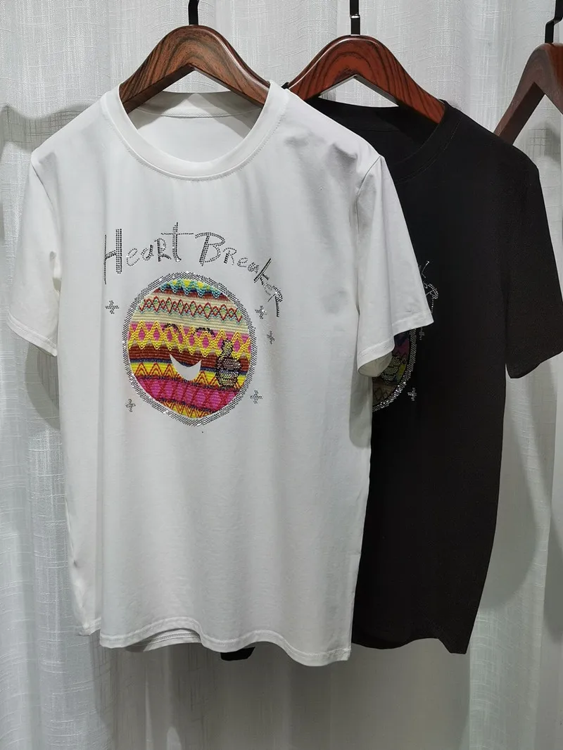 

Summer new all-match trend simple men's hot diamond print T-shirt