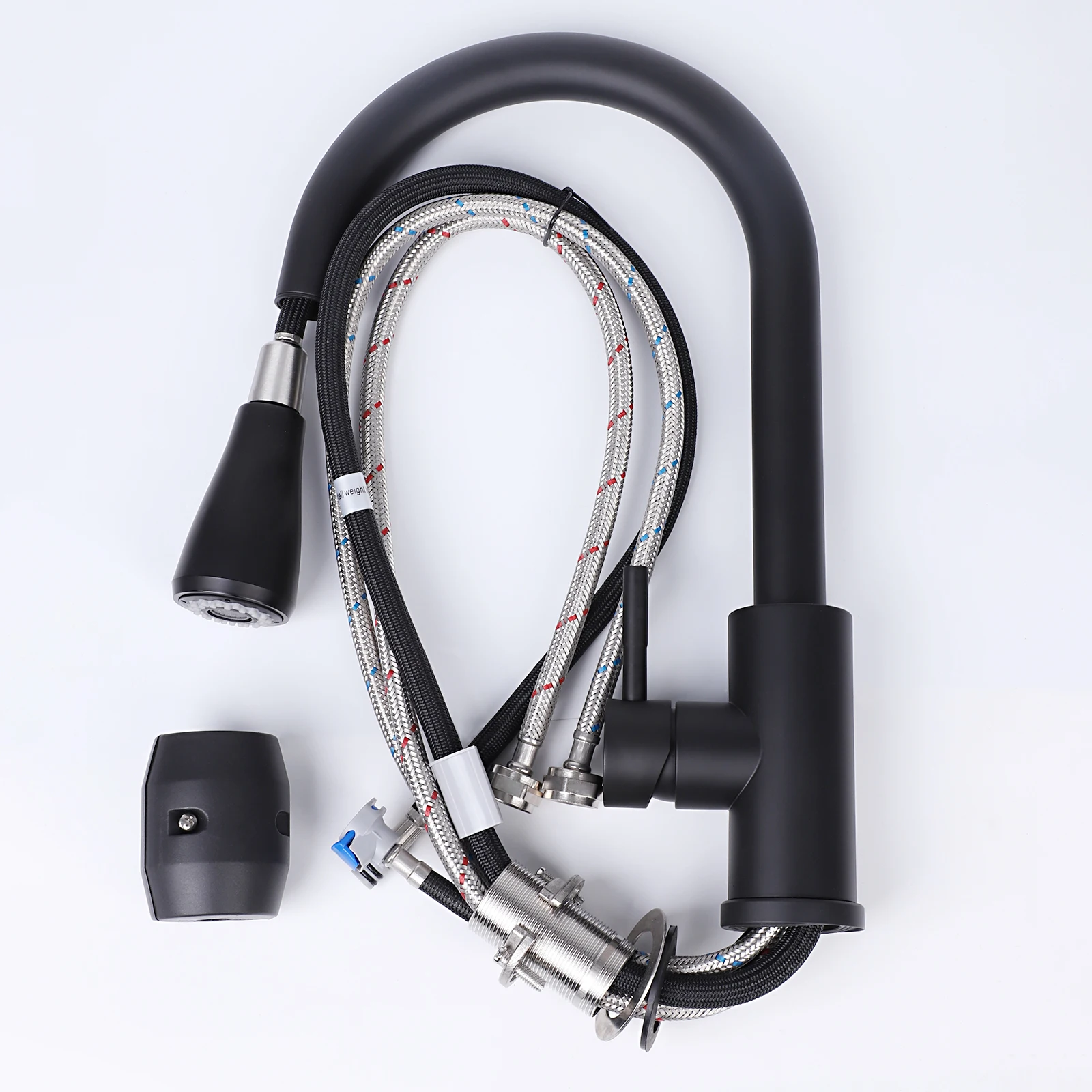 Черный кухонный кран выдвижной смеситель для раковины матовый никель струйный