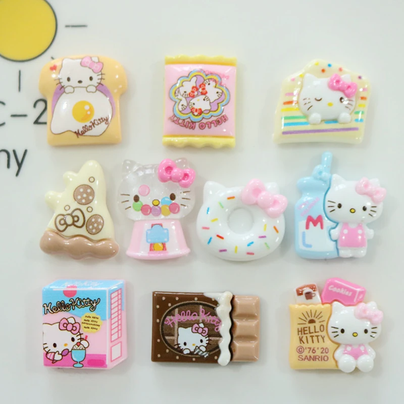 

10 шт. новые кавайные конфеты с мультяшными животными, шоколад, молоко, кошки, альбом из смолы, ювелирные изделия своими руками, детский подарок, аксессуары для шпильки A34