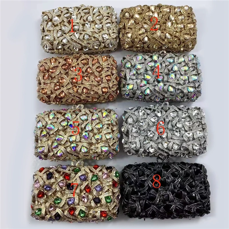 

Ladies Gold Silver Black AB Chamapagne Evening Bag Wedding Diamond Rhinestone Bridal Handbag Women Party Gala Prom Fashion Purse