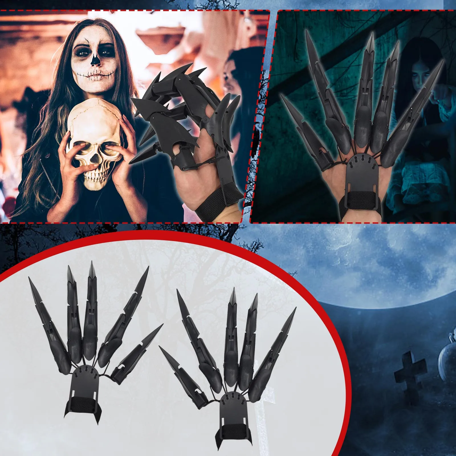 

Halloween Articulated Fingers Horror Monster Skeleton Bone Party Decoration Props