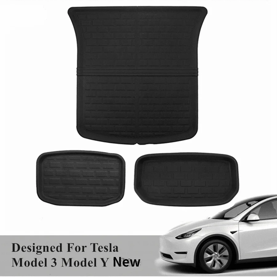 

Custom-designed For Tesla Model 3 Model Y Car All-weather XPE Trunk Mats 3D Cargo Rear Trunk Mat Front Reaer Box Liners 21-22