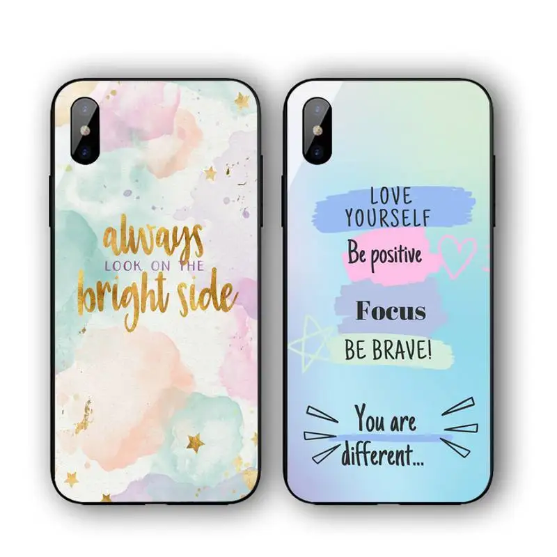 

Positive Good Vibe Only Love Happy Trust Phone Case For Iphone 11 12 13 14 Pro Max 7 8 Plus X Xr Xs Max Se2020 Tempered Glass