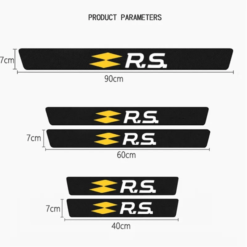

Для Renault RS кожаные накладки на порог автомобиля из углеродного волокна, прочные и прочные декоративные автомобильные наклейки, автоаксессуары