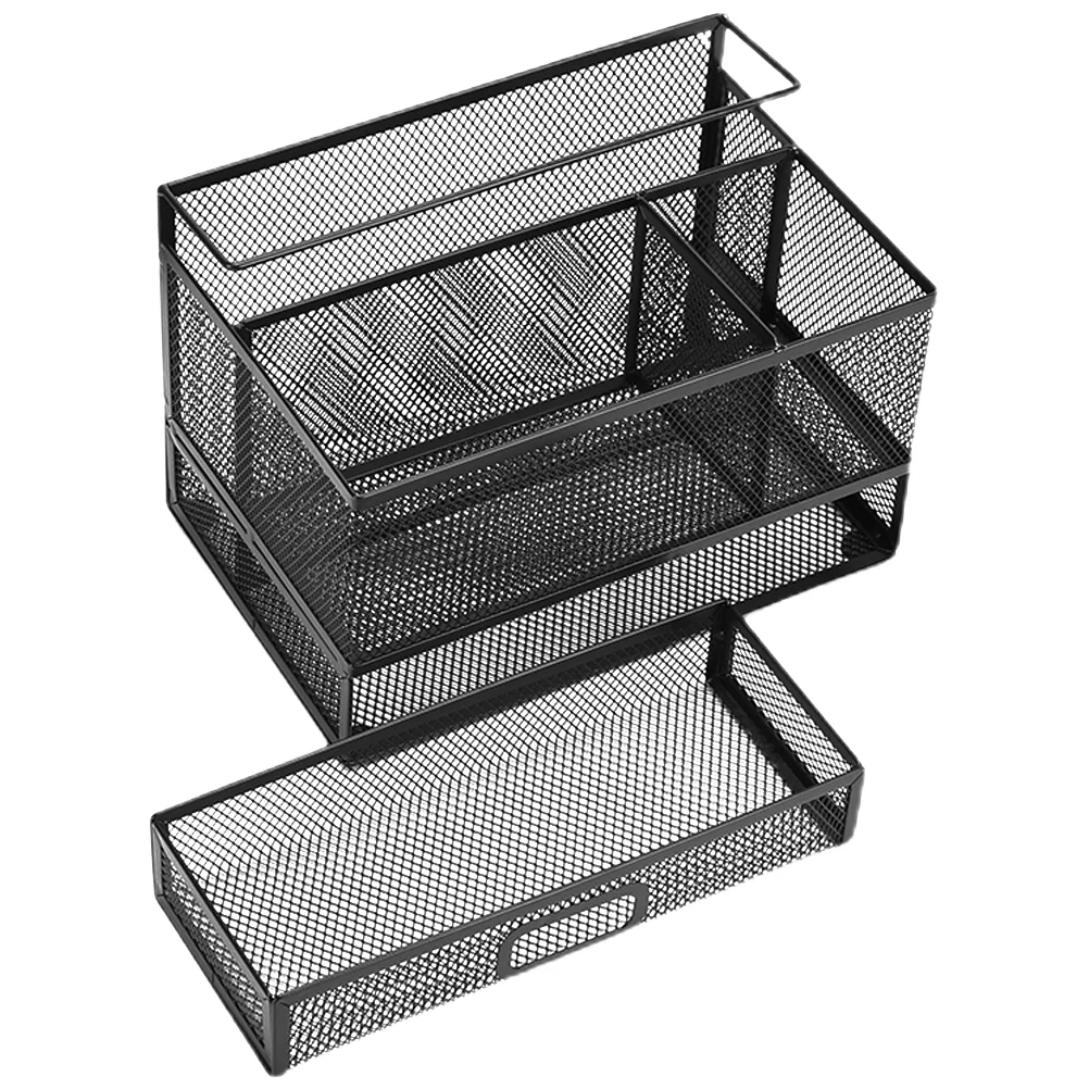 

Metal Desk Organizer Mesh Box Mesh Holder Desk Mesh Holder with Drawer Tray