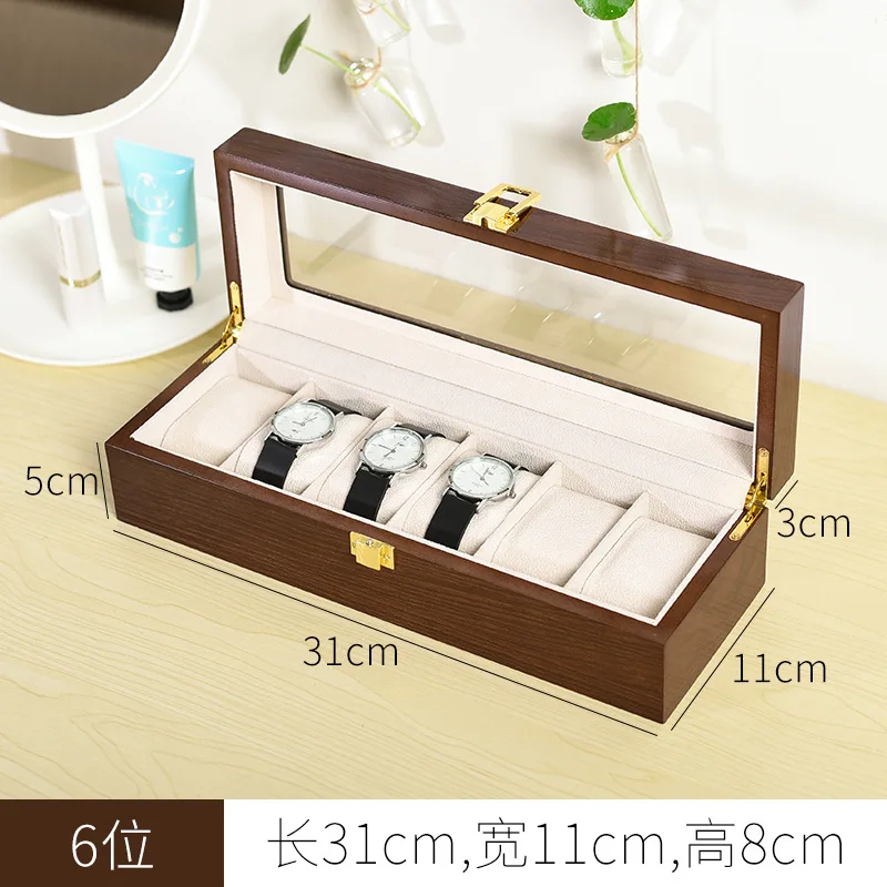 6/10/12Grids Solid Wood Jewelry Organizer Box Watch Holder Storage Case Watch Display Box for Man Women Hombre