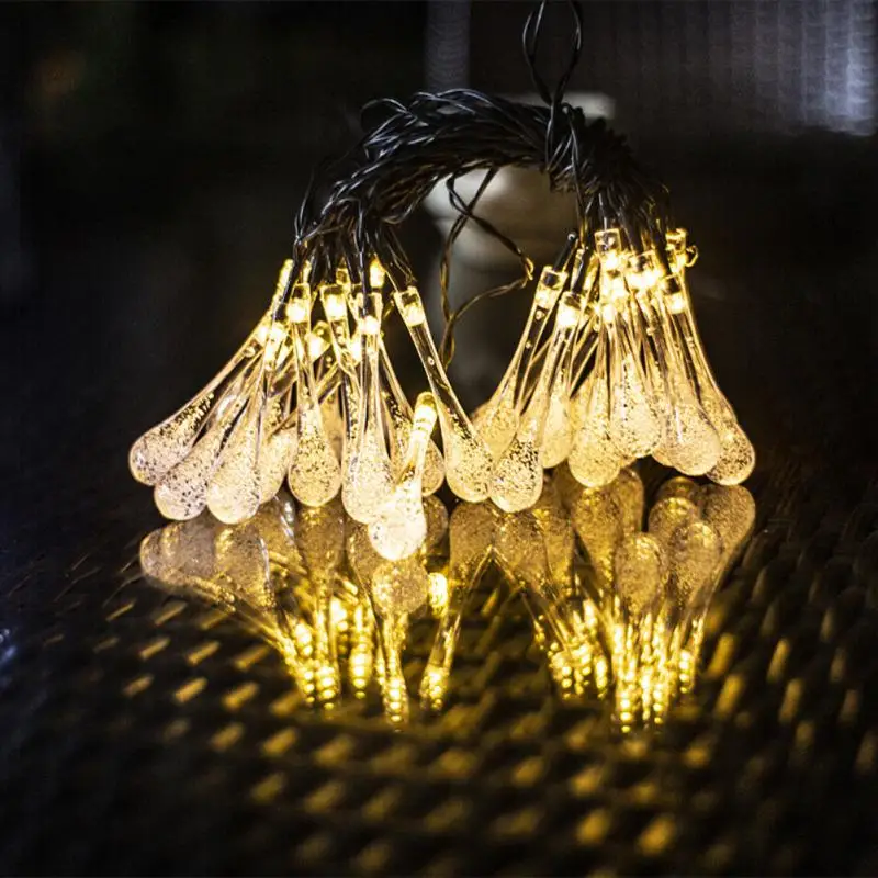 

LED Solar Lights Water Drop Fariy Lights Waterproof Garland Solar Power Lamp Lighting Strings Christmas Party Ornaments Navidad