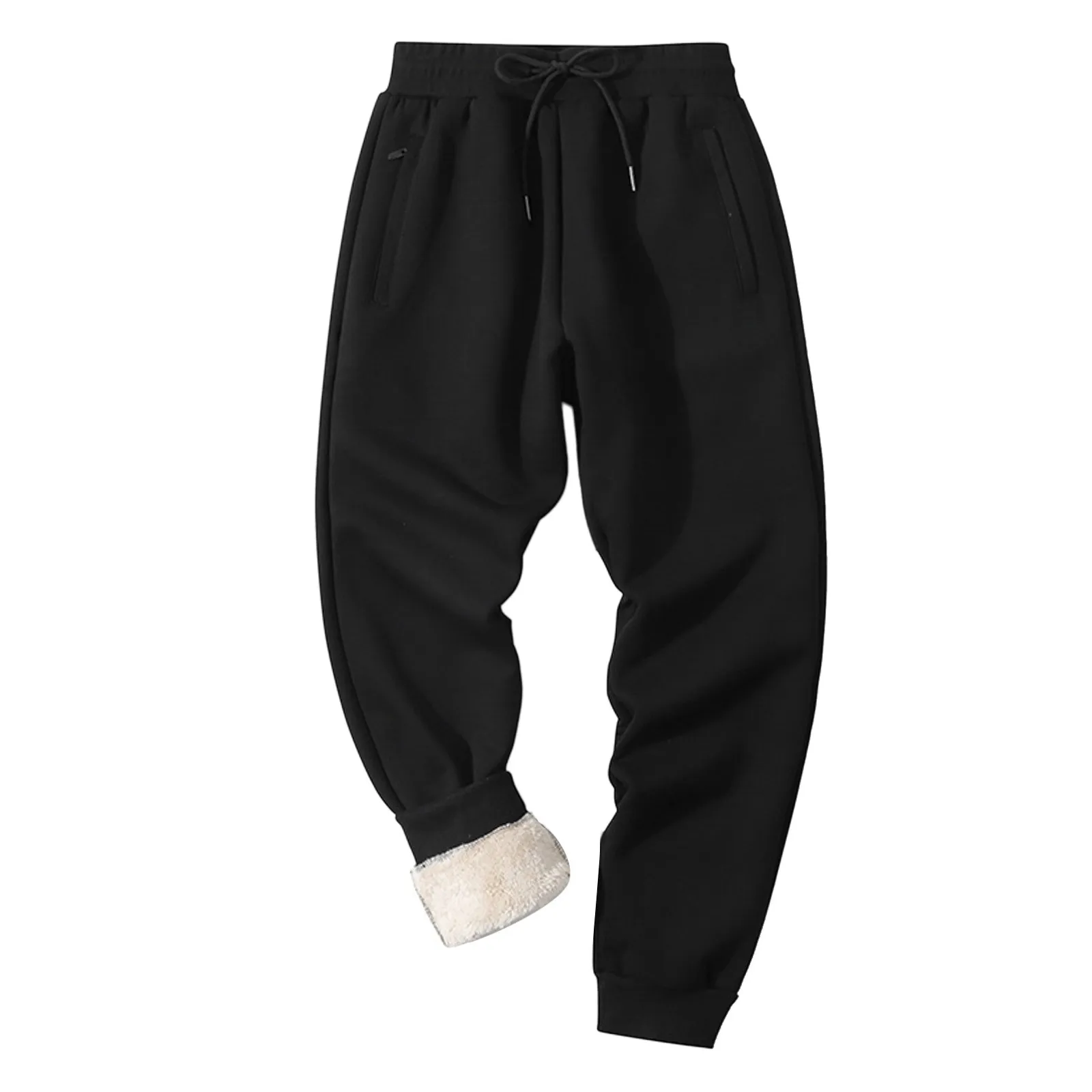 

Mens Fleece Zipper Sweatpants With Fleece Thick Sports Casual Middle Aged Mens Pants Straight Leg Pants Sock Boy